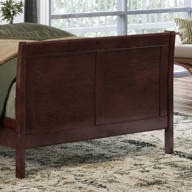 Valencia Solid Wood Low Profile Sleigh Platform Bed with Matching Footboard