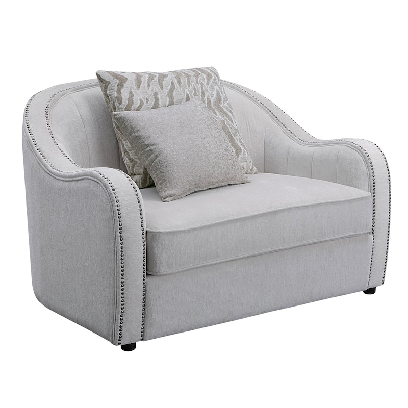 Davidov Beige Chair with Nailhead Trim