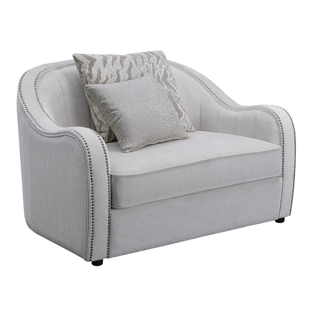 Davidov Beige Chair with Nailhead Trim