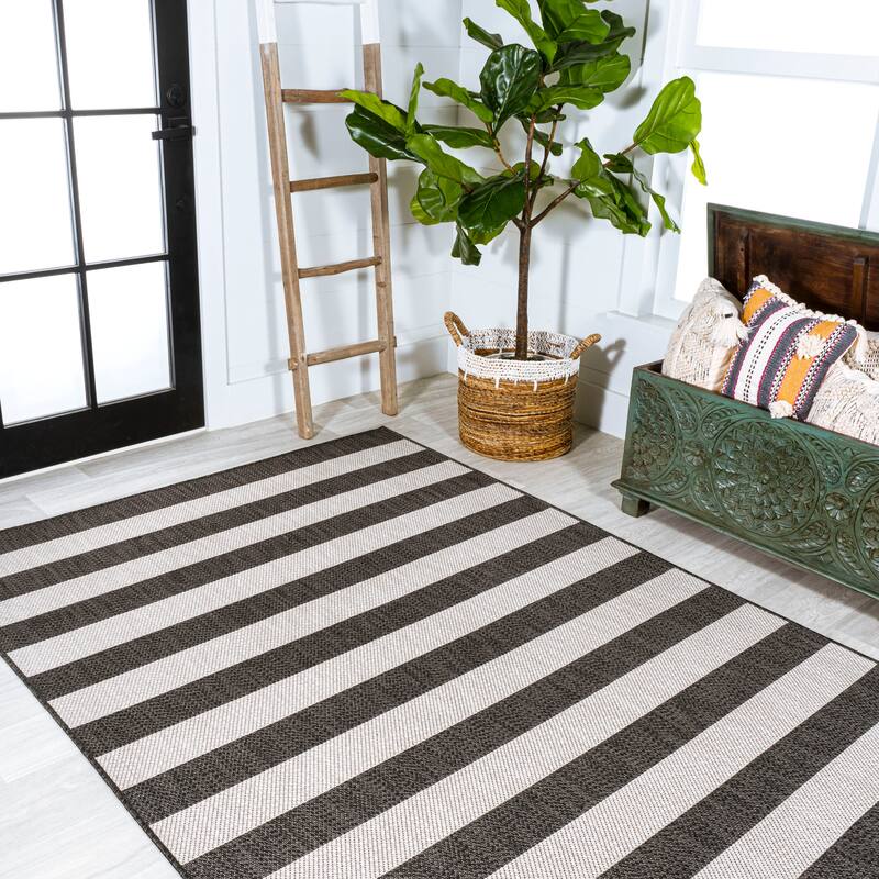 JONATHAN Y Vinales Two-Tone Wide Stripe Indoor/Outdoor Area Rug