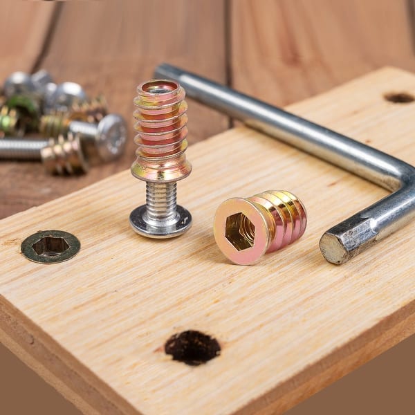 Hardware Hex Nuts Set – M4 & M5 Zinc Alloy Socket Insert Nuts With Covers, 50-Pack For Wood Furniture Assembly