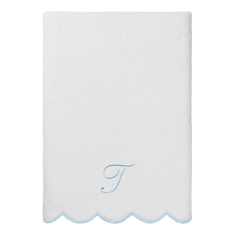 Authentic Hotel and Spa 100% Turkish Cotton Blue ADORNIA Scallop Personalized 3 Piece Towel Set - 3 Piece Set