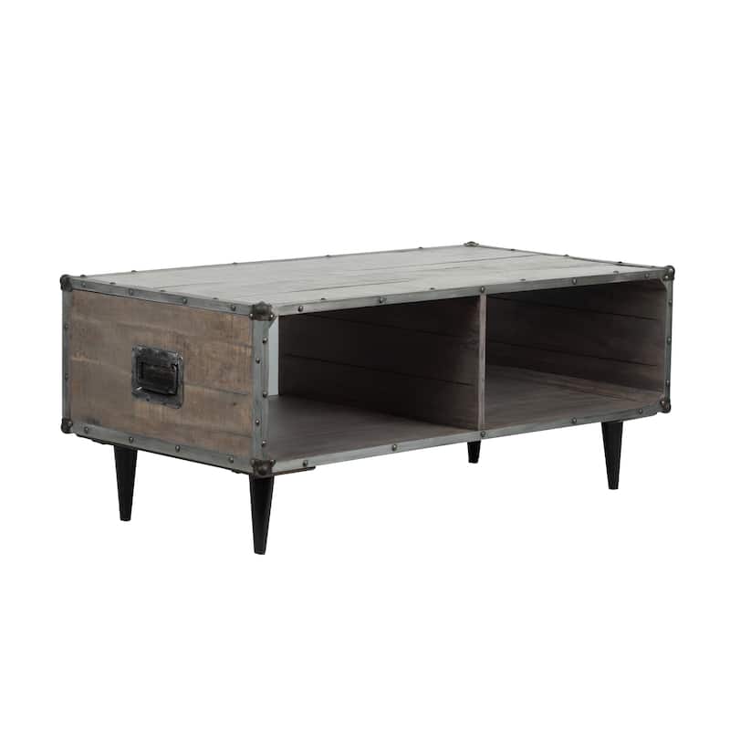 ExBrite Solid Wood Coffee Table ,Gray Finish - 23.6" x 46" x 17.9" - 23.6" x 46" x 17.9"