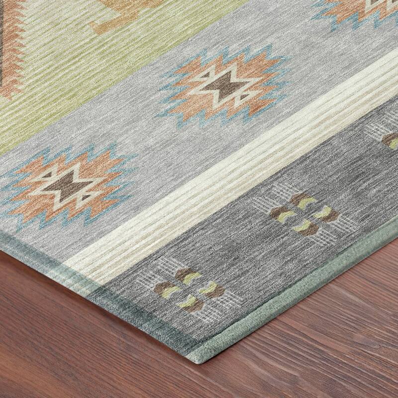 Machine Washable Indoor/ Outdoor Global Chennai Chantille Rug