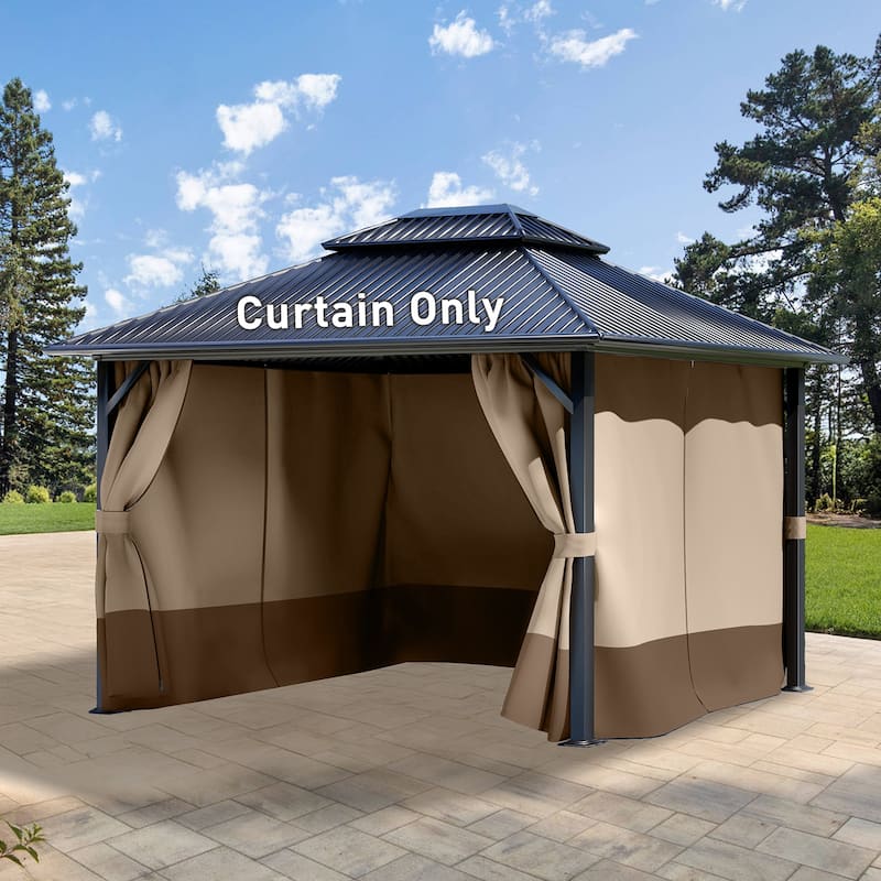 Aoodor Gazebo Curtain Replacement - Universal 4-Panel Sidewalls 10' x 13', Curtain Only