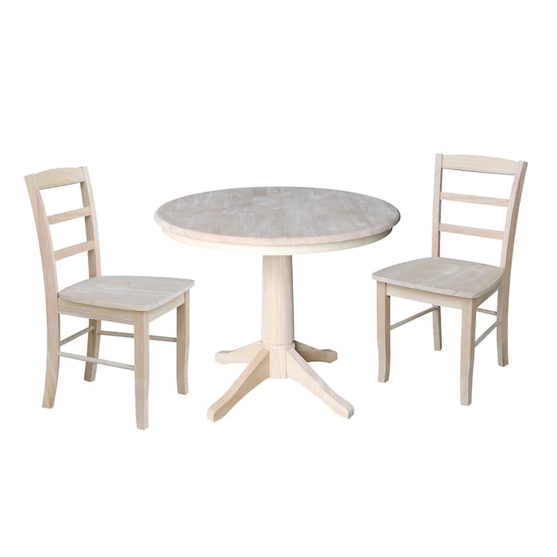 36" Round Pedestal Dining Table with Madrid Chairs