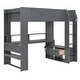 preview thumbnail 7 of 14, Dark Gray Twin Size Solid Wood MDF Gaming Loft Bed with Desk and Charging Station