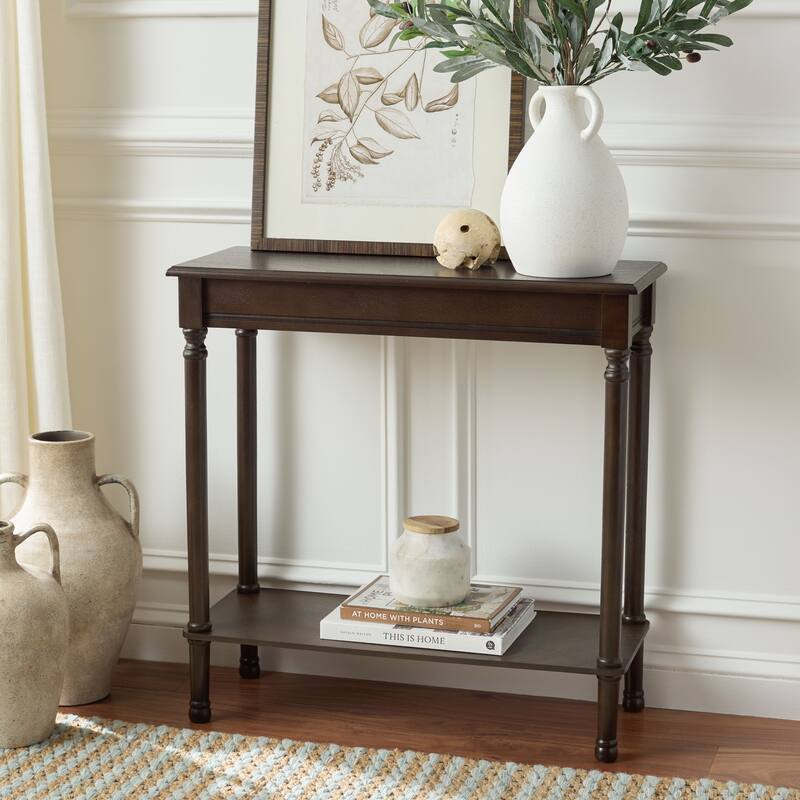 SAFAVIEH Vicy Rectangular Console Table - 28" W x 11.8" L x 28" H - 28"W x 12"D x 28"H - Dark Chocolate