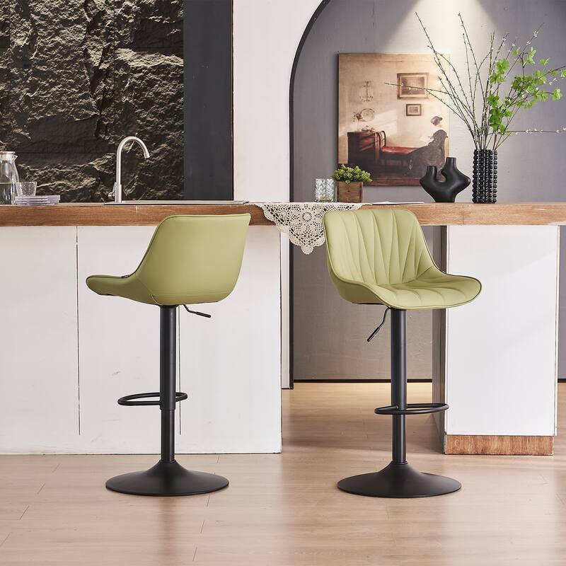 Adjustable Swivel Bar Stools Set of 2 Modern Upholstered Counter Stools
