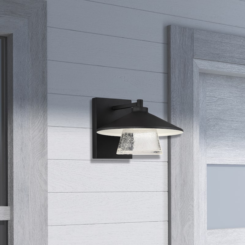 Access Lighting Silo - Marine Grade LED Outdoor Sconce - Black Finish - Seeded Glass