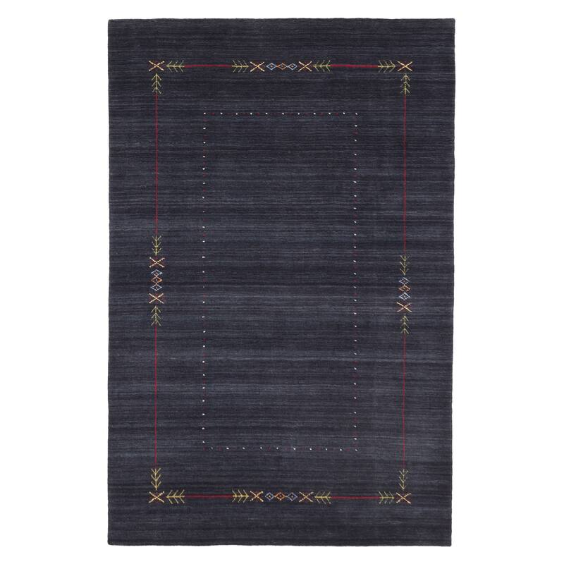 ECARPETGALLERY Hand Loomed Kashkuli Gabbeh Dark Navy Wool Rug - 5'0 x 7'9