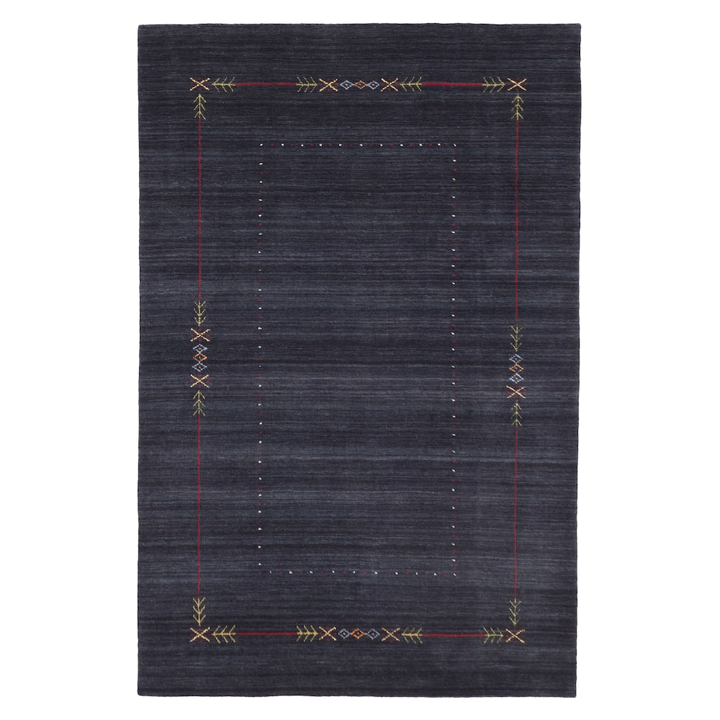 ECARPETGALLERY Hand Loomed Kashkuli Gabbeh Dark Navy Wool Rug - 5'0 x 7'9