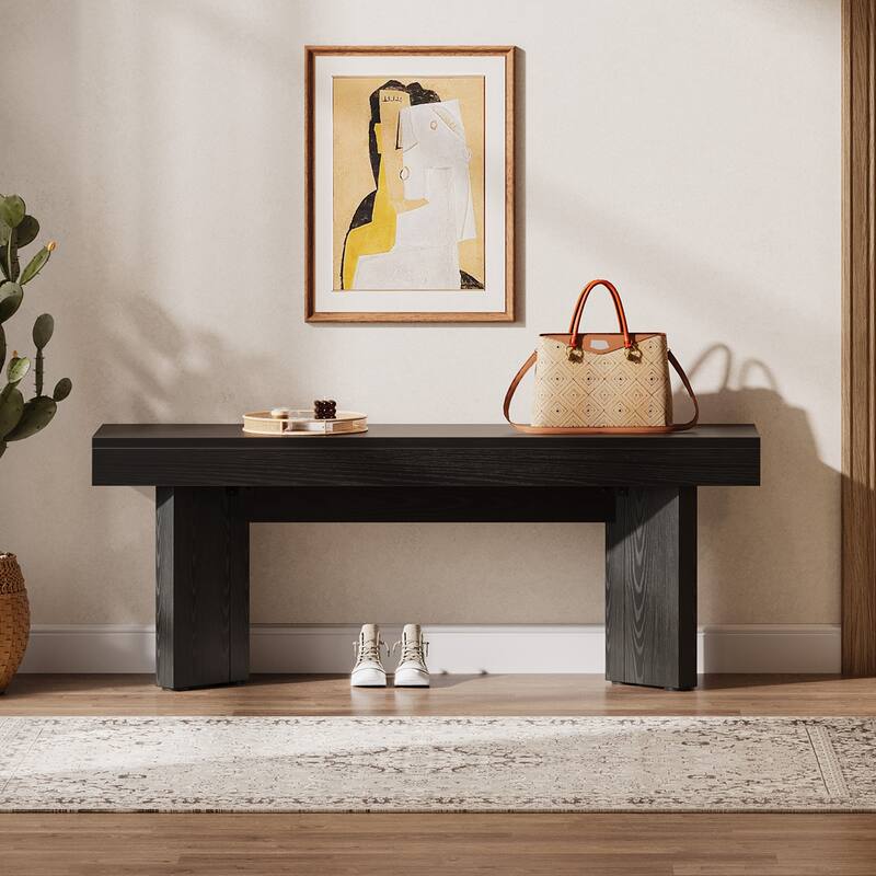 Wood Entryway Bench, Long Indoor End of Bed Bench, Bedroom Hallway Foyer Accent Seat Bench