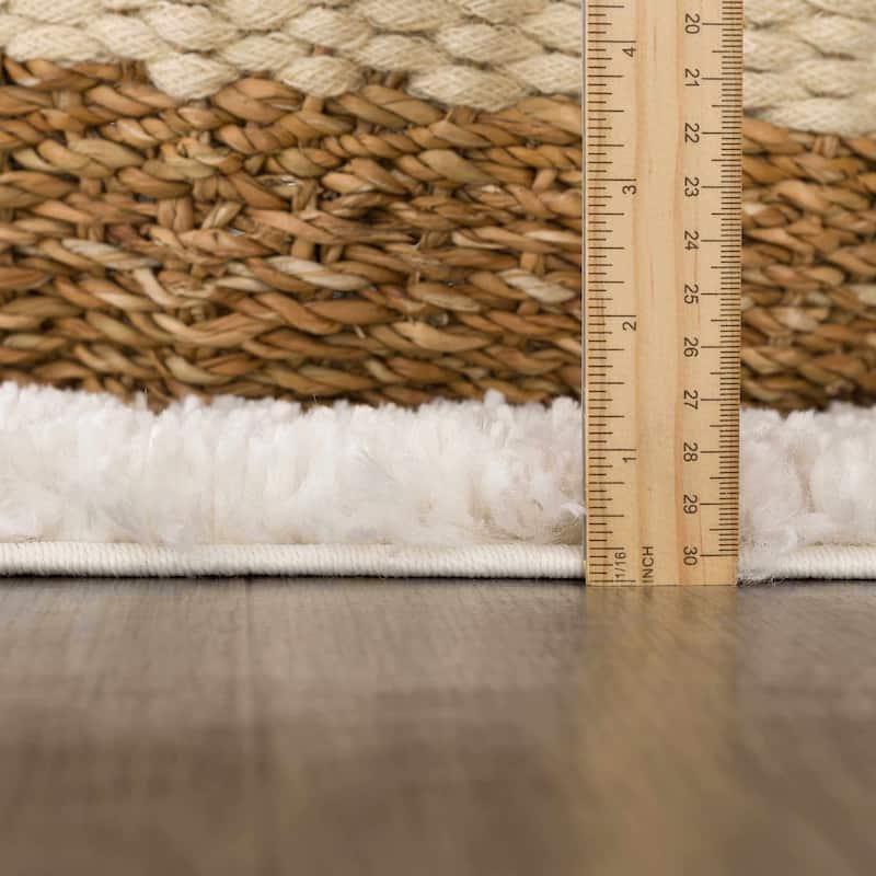 Hauteloom Lux Shag Collection Moroccan Farmhouse Shaggy High Plush Pile Area Rug