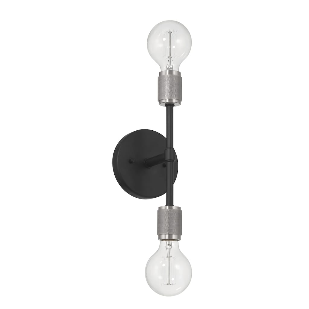 Maxim Metal Exposed 2-Bulb Wall Sconce - 6.4"L x 5.0"W x 19.0"H