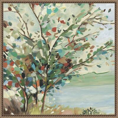 Vibrant Tree Branch Medley by Allison Pearce Framed Canvas Wall Art Print - Sylvie Beaded Bronze