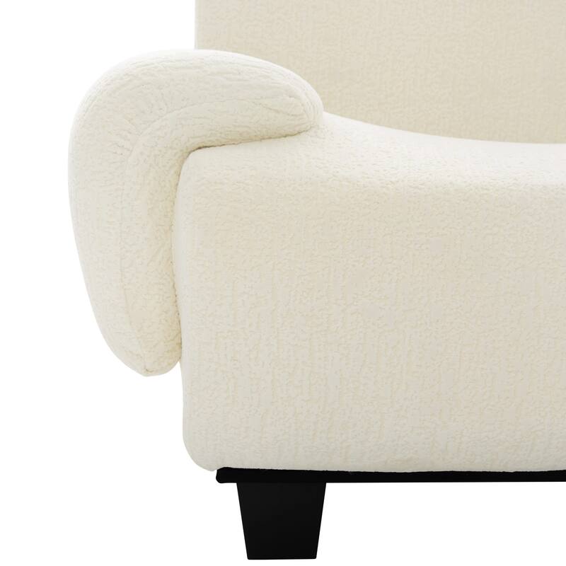3-Seater Sofa Chenille Upholstered Couch Fully Compressed Design Sofa with Arc-shaped Armrests for Living Room, Apartment