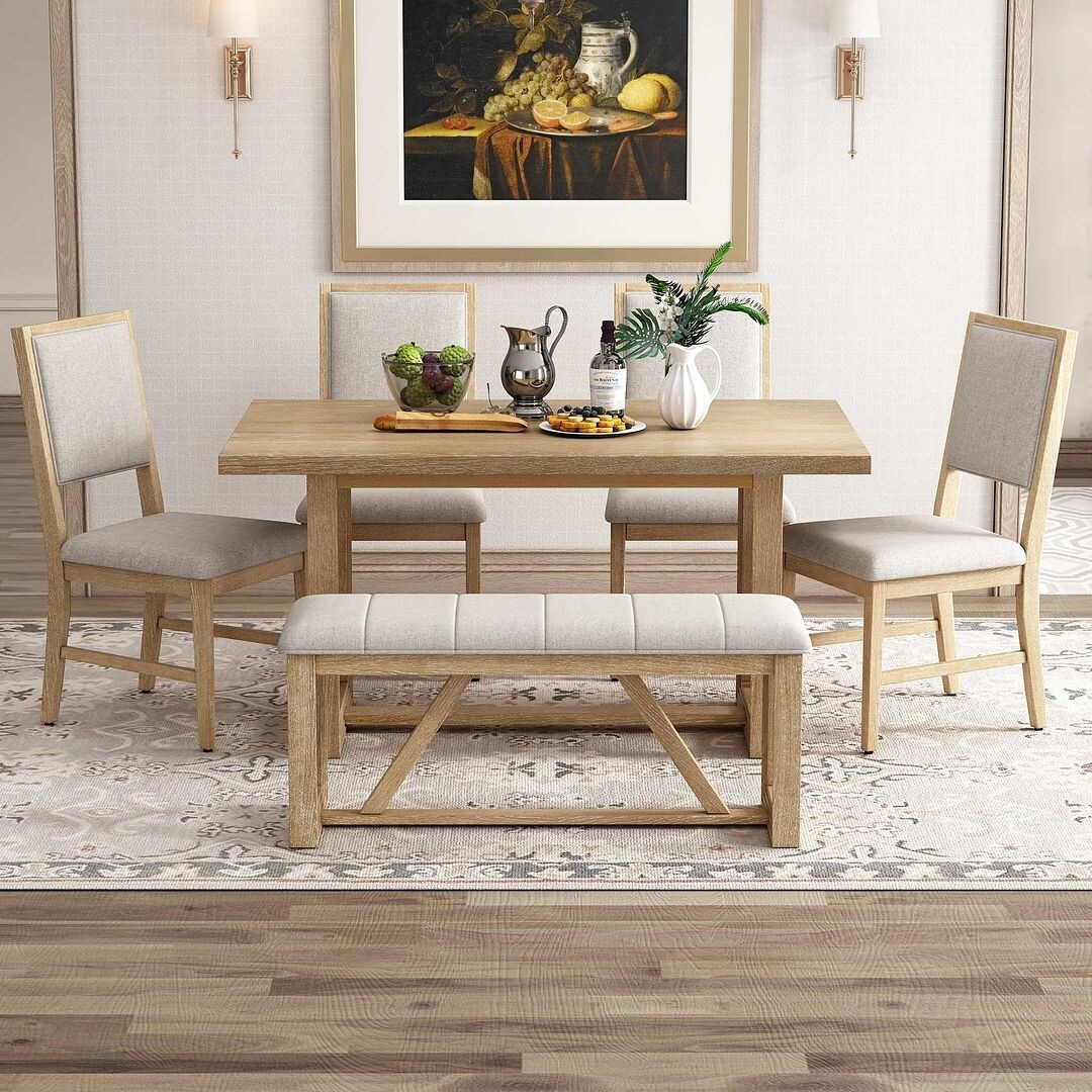 Dining room chairs and bench set online