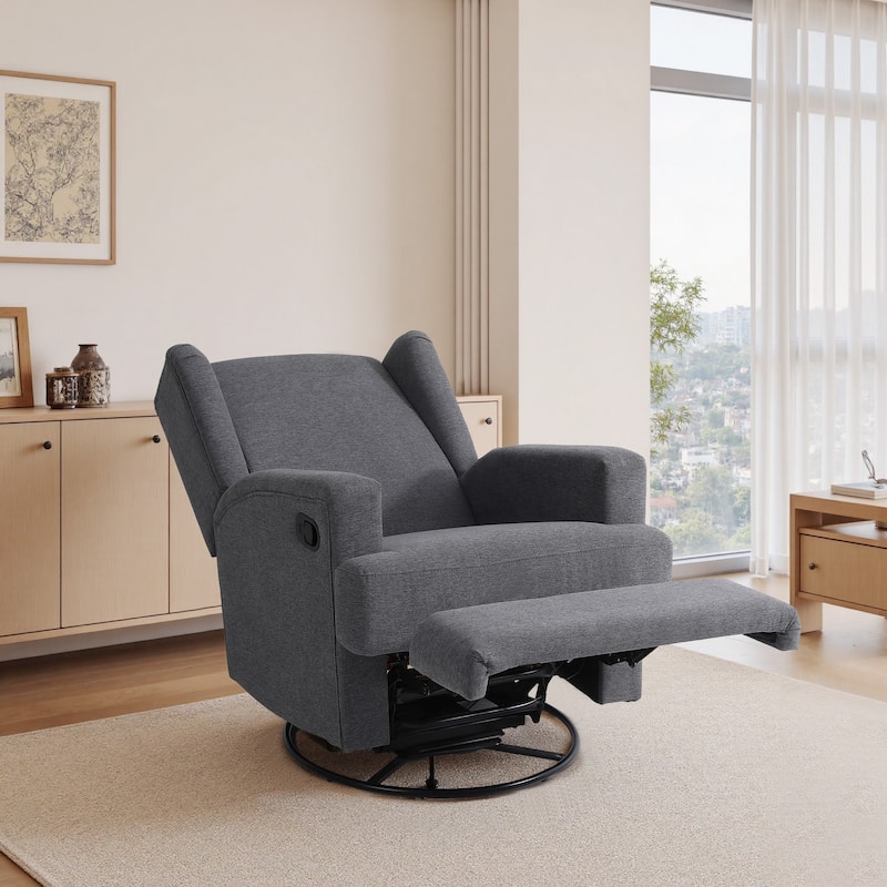 UIXE Upholstered Chenille/Boucle Swivel Glider Rocker Recliner