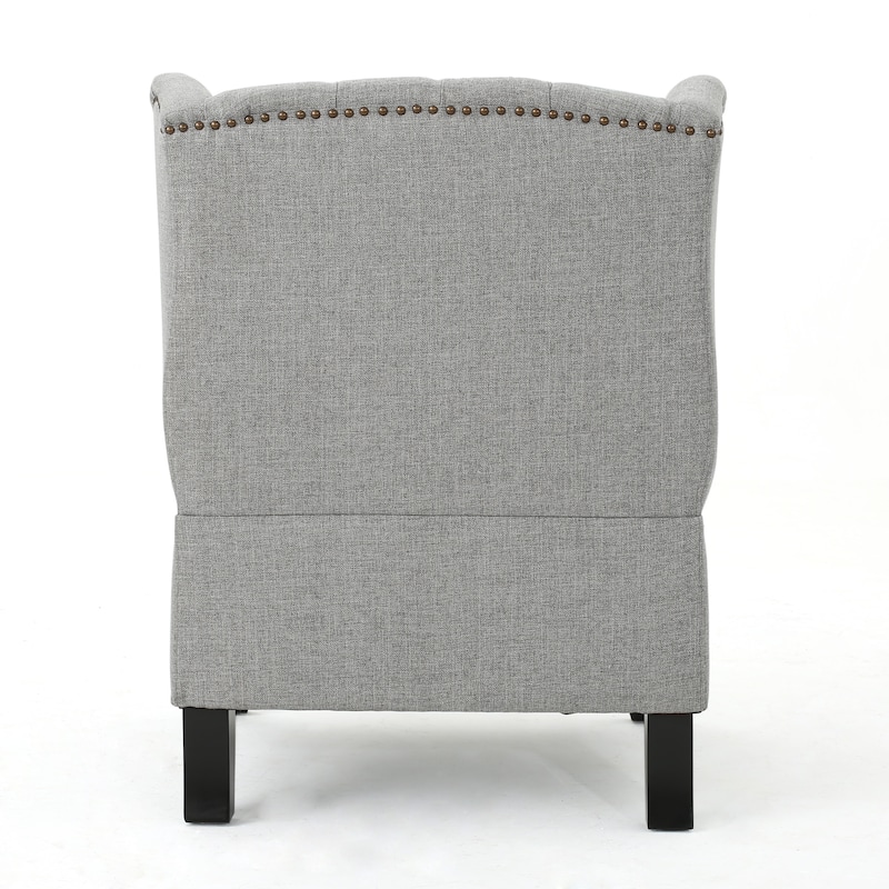 Roomfitters Tufted Wingback Accent Chair, Upholstered Armchair with Nailhead Trim and Solid Wood Legs