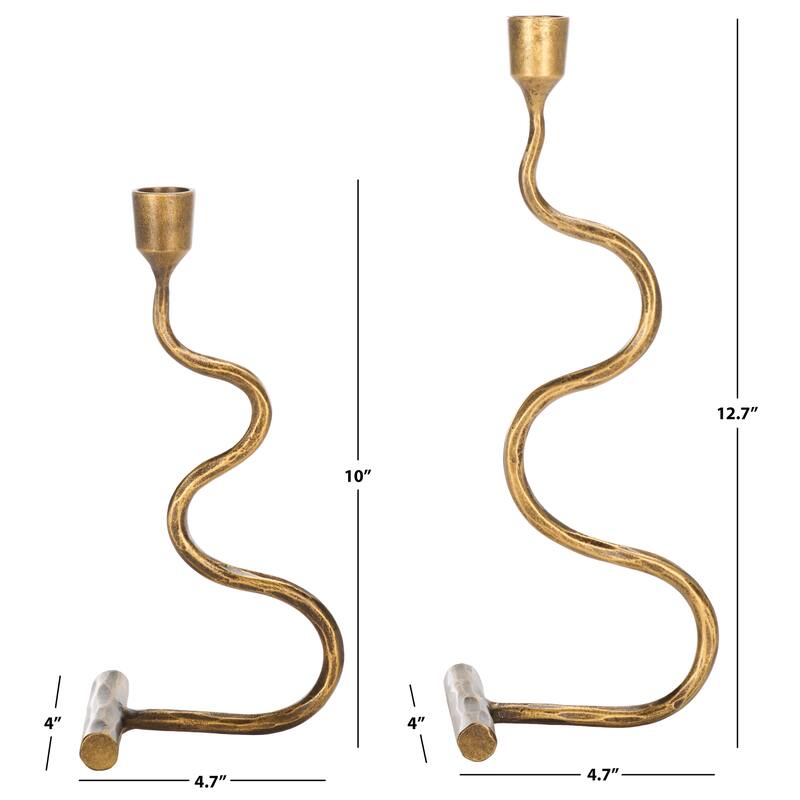 SAFAVIEH Home Zobi Gold Solid Metal Tapered Candlestick Set of 2