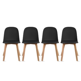 Set of 4 Plastic Dining Side Chair Wood For Event Kitchen Office Event Garden Patio Cafe Indoor Outdoor