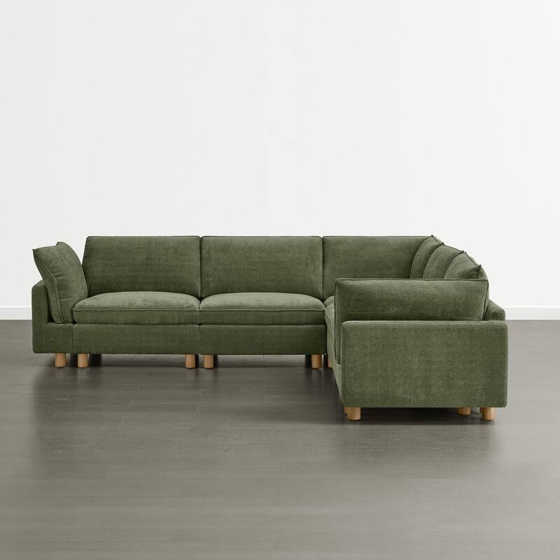 Spruce & Spring Modular Cloud Couch Sofa with Wood Legs for Living Room