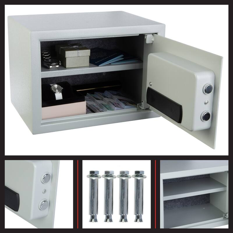 Electronic Digital Safe - Dual Entry Lock Box with 2 Override Keys - Home Safe for Medicine, Jewelry, Handguns by Stalwart