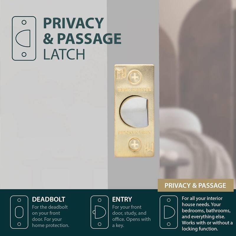 Mega Handles 2-Way Adjustable Door Latch | Universal Half Moon Spindles | For Hidden & Interior Door Lock Systems