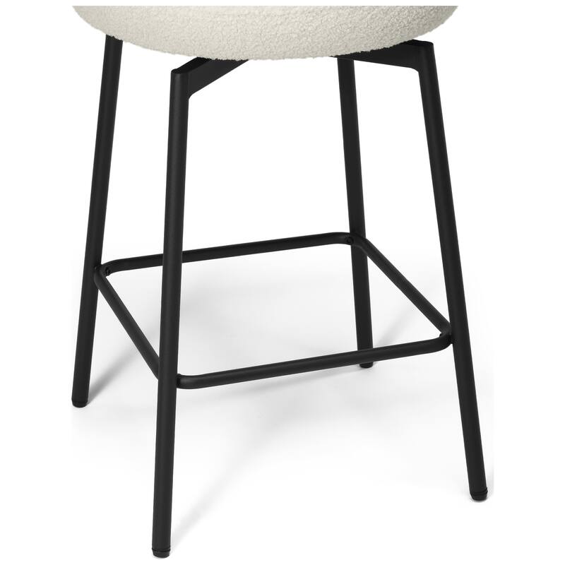 Bayville 27 Inch Faux Shearling Fabric Upholstered Swivel Counter Stool (Set of 2)