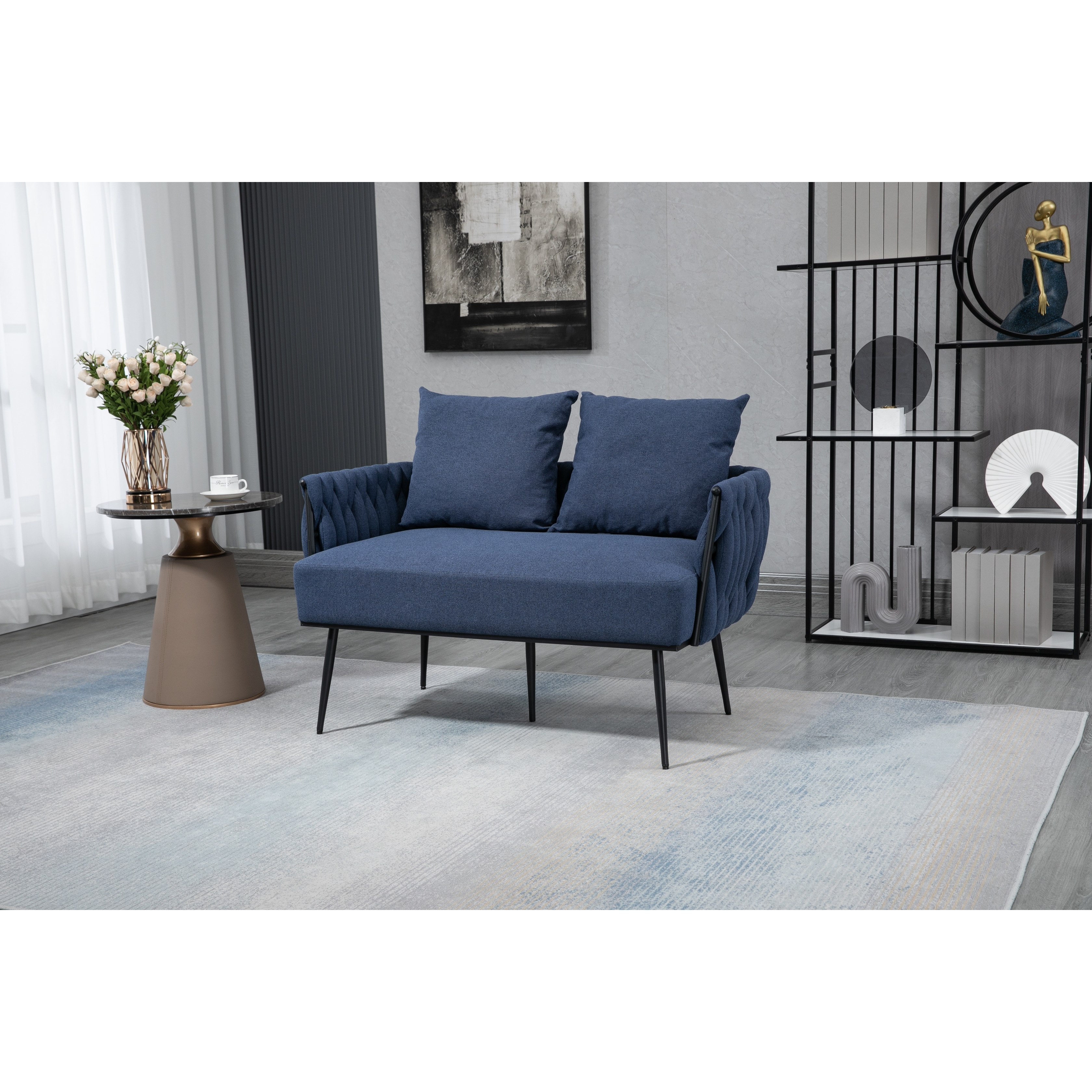 44 inch Velvet Upholstered Sofa Modern Accent Sofa with Metal Frame Single Leisure Sofa Chair Loveseat for Living Room Bedroom