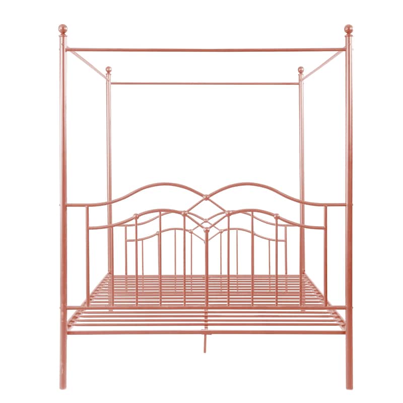 Christopher Knight Home - Voss Queen Iron Canopy Bed Frame with Four-Post Canopy Design