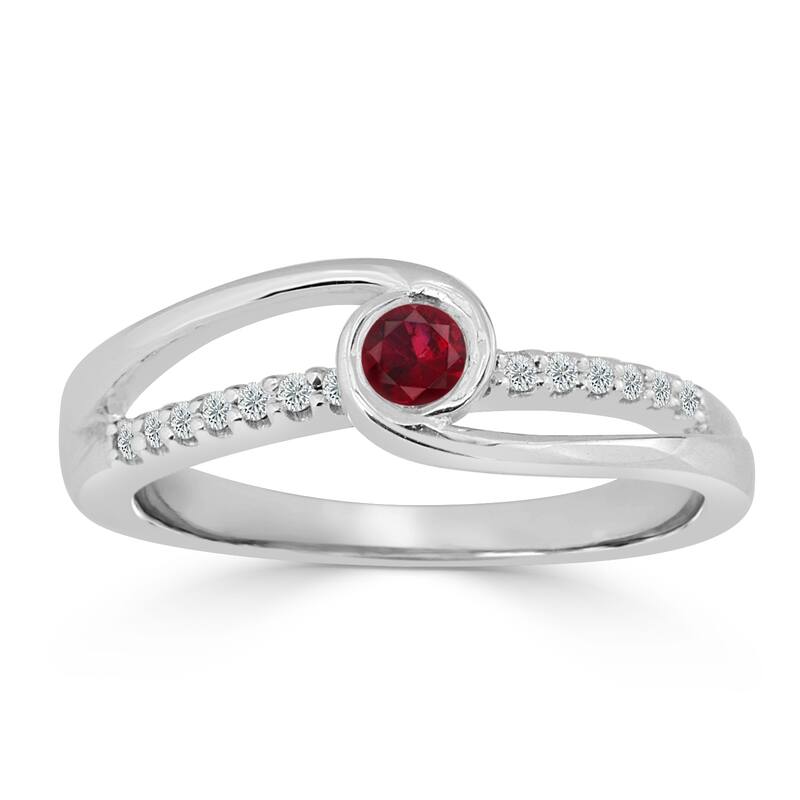 Auriya 14k Gold 1/8ct Modern Red Ruby and Diamond Engagement Ring 1/8ctw - White - 5