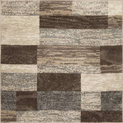 HomeRoots 5' Square Slate Square Power Loom Area Rug - 5' Octagon