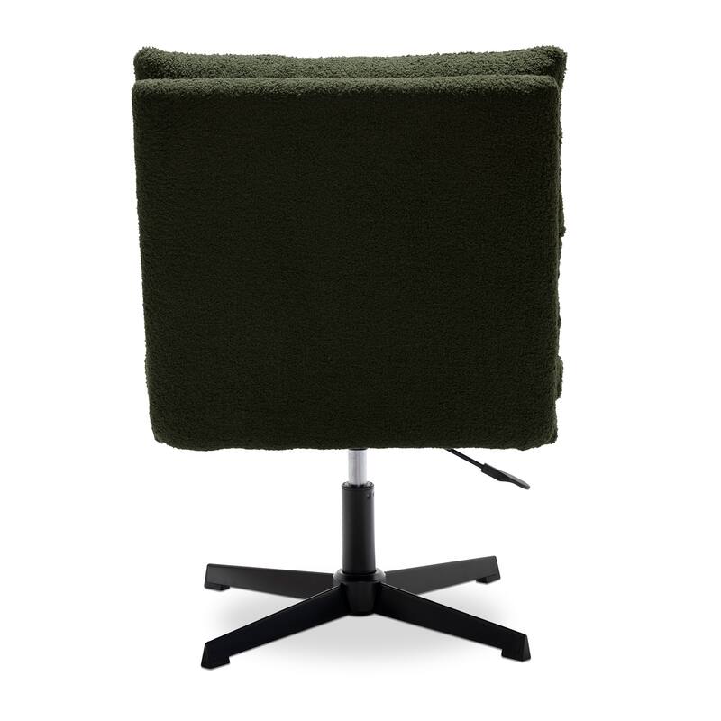 360°Swivel Adjustable Armless Office Chair with Cross Leg,Teddy Fabric