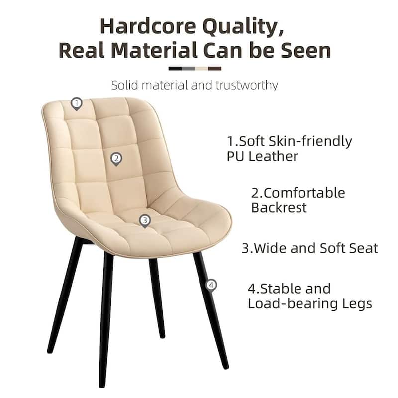 XINMICS Modern Upholstered Faux Leather Dining Chairs Set of 2