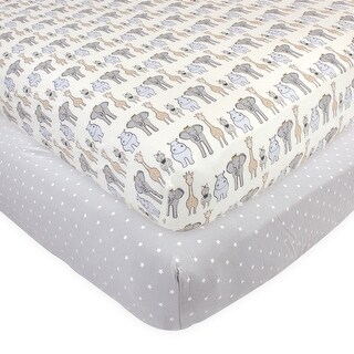 Hudson Baby Infant Boy Cotton Fitted Crib Sheet, Royal Safari, One Size - Royal Safari - One Size