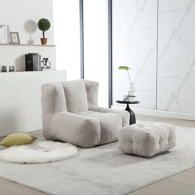 Roomfitters Fluffy Bean Bag Chair - Comfortable Super Soft Lazy Sofa Chair with Memory Foam - Indoor for Living Room, Bedroom