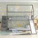 preview thumbnail 1 of 7, Wooden ModernTwin Over Twin Bunk Bed with Drawers and Slide, House Bed Grey