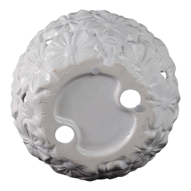 Stoneware and Porcelain Floral Sphere Decorative Garden Statuary