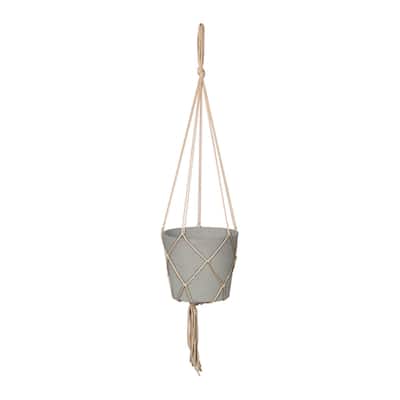 Last Chance Medium Hanging Pot With Netting, Cement Grey
