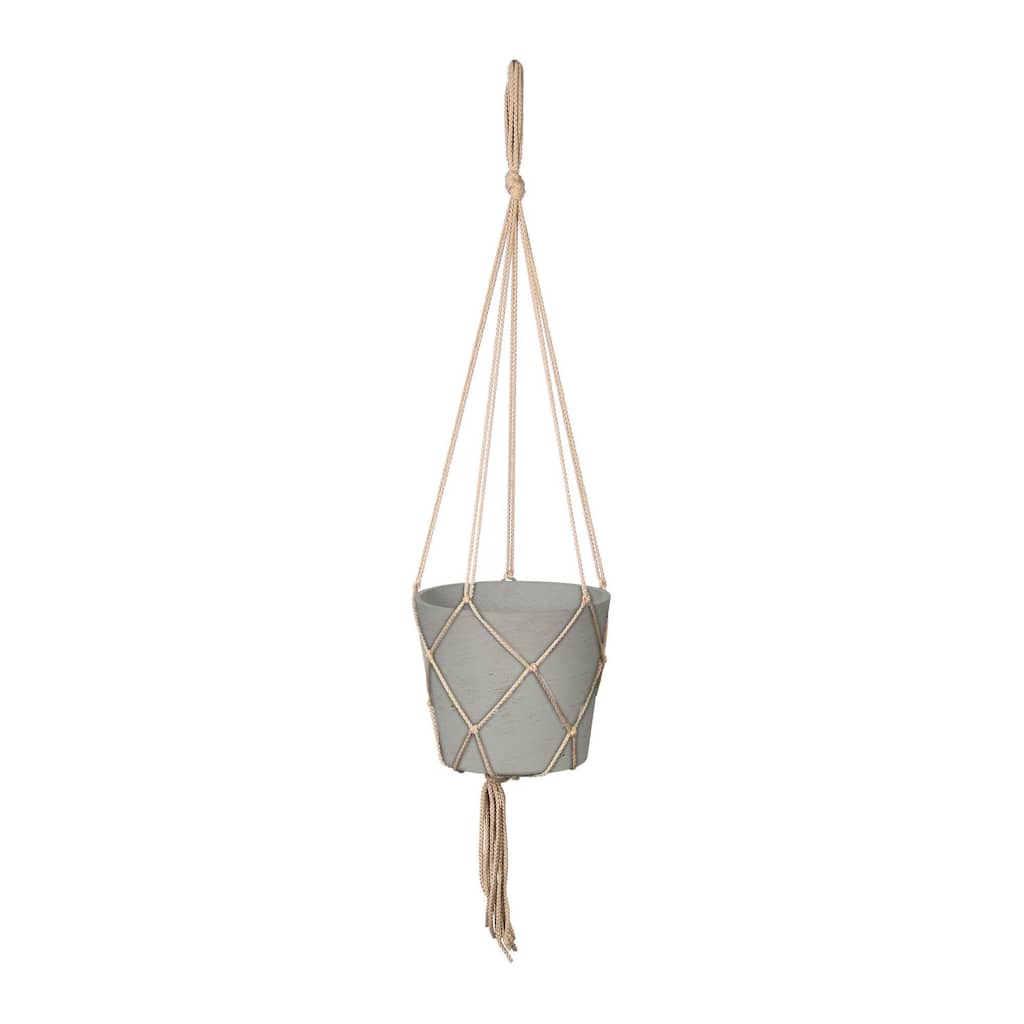 Last Chance Medium Hanging Pot With Netting, Cement Grey