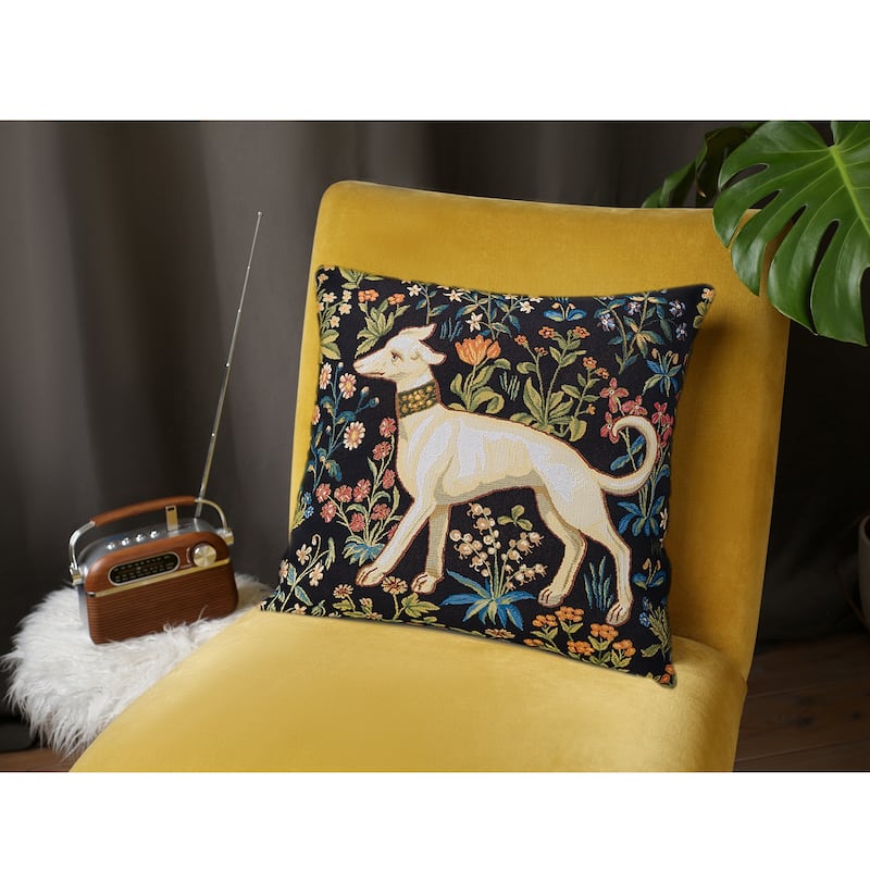Dog's on the Left. W.Morris Tapestry Throw Pillow