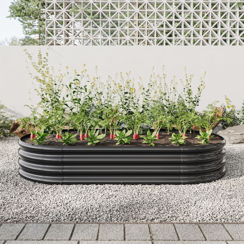 Raised Garden Planter Bed - Black-Med