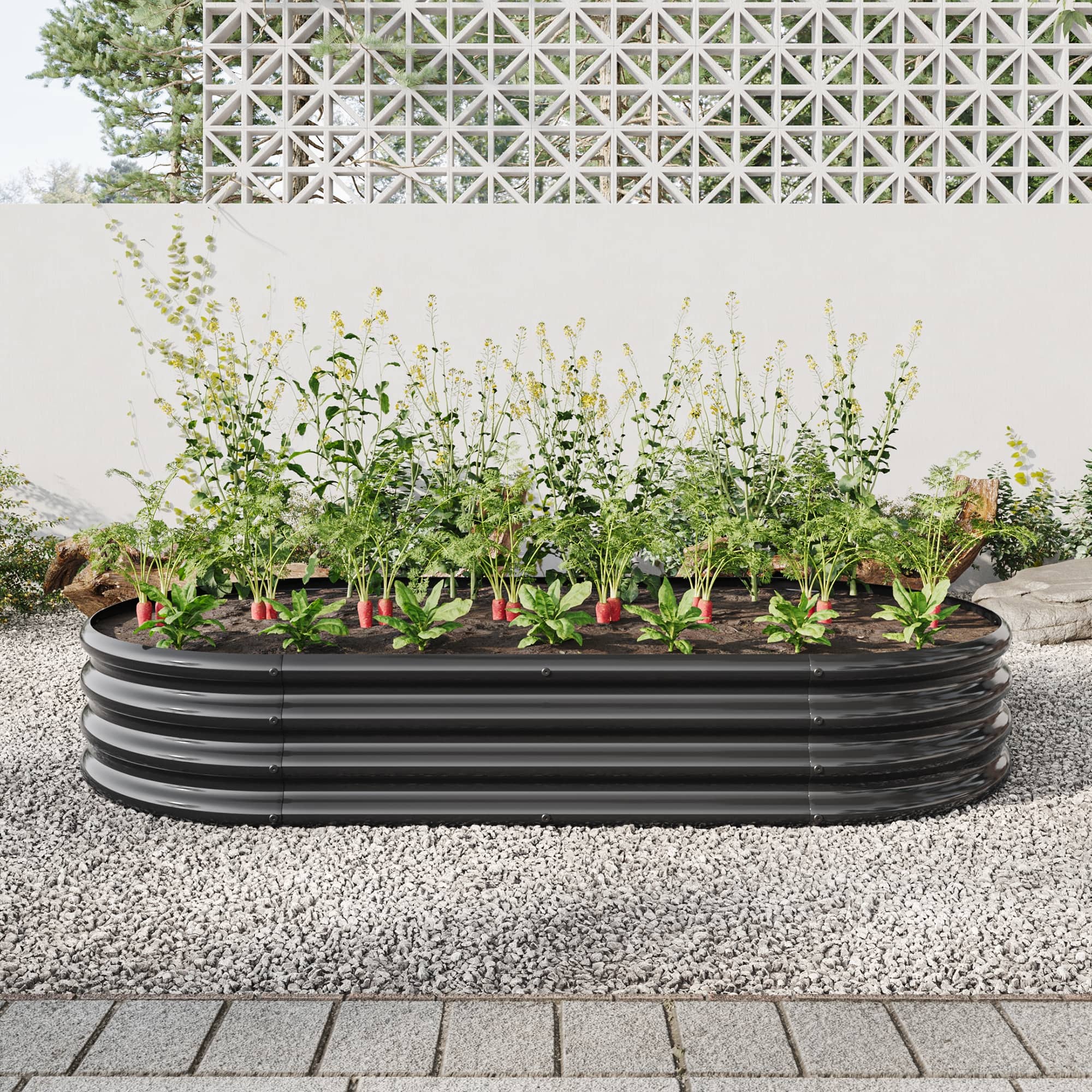 Raised Garden Bed Outdoor, Oval Large Metal Raised Planter Bed for for Plants, Vegetables, and