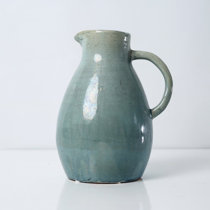 Approx. 9.5" H Vintage Style Blue-Green Pitcher (3.5" Opening)