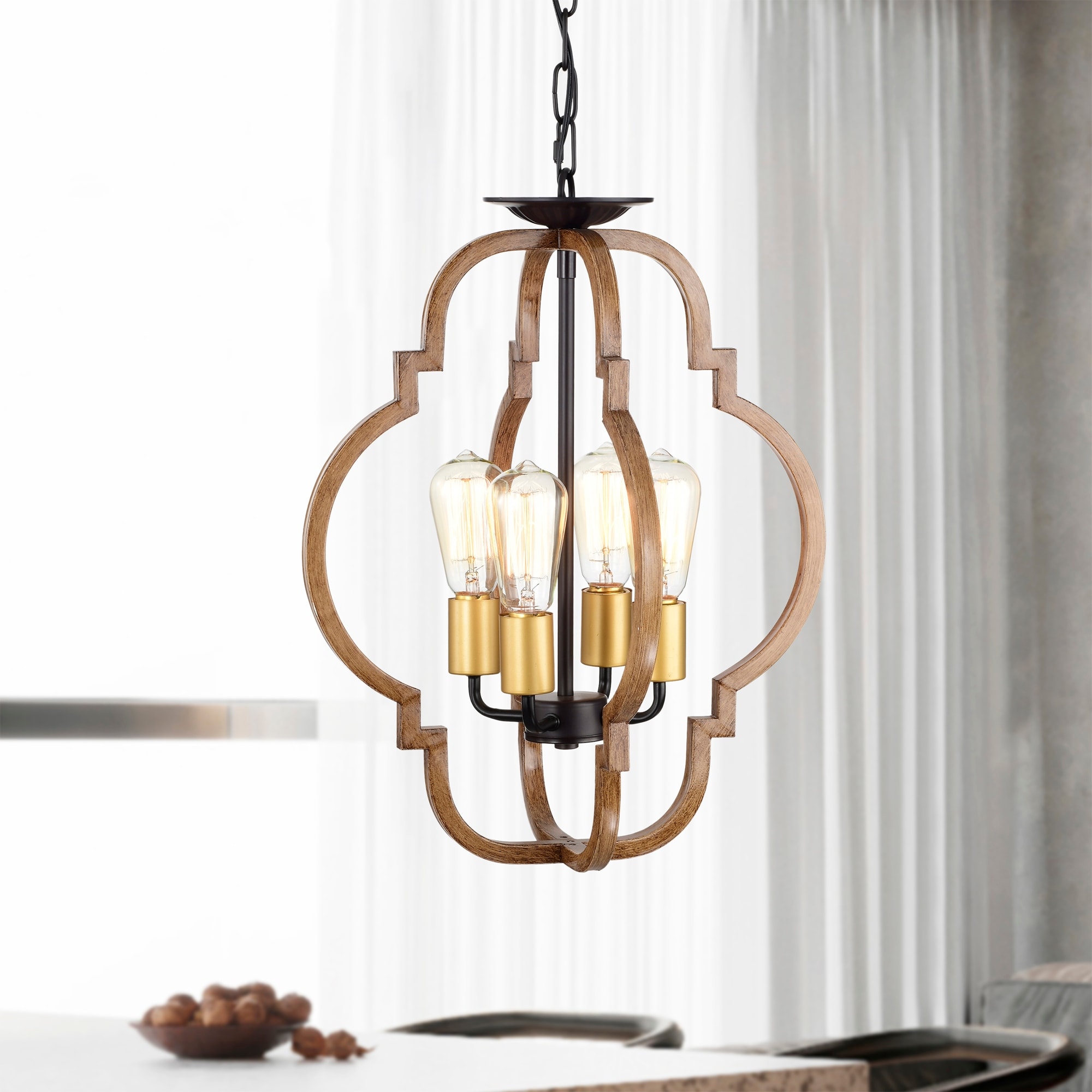 Warehouse of Tiffany Ason 16 Inch Imitation Wood Grain Finish Pendant 4-Light