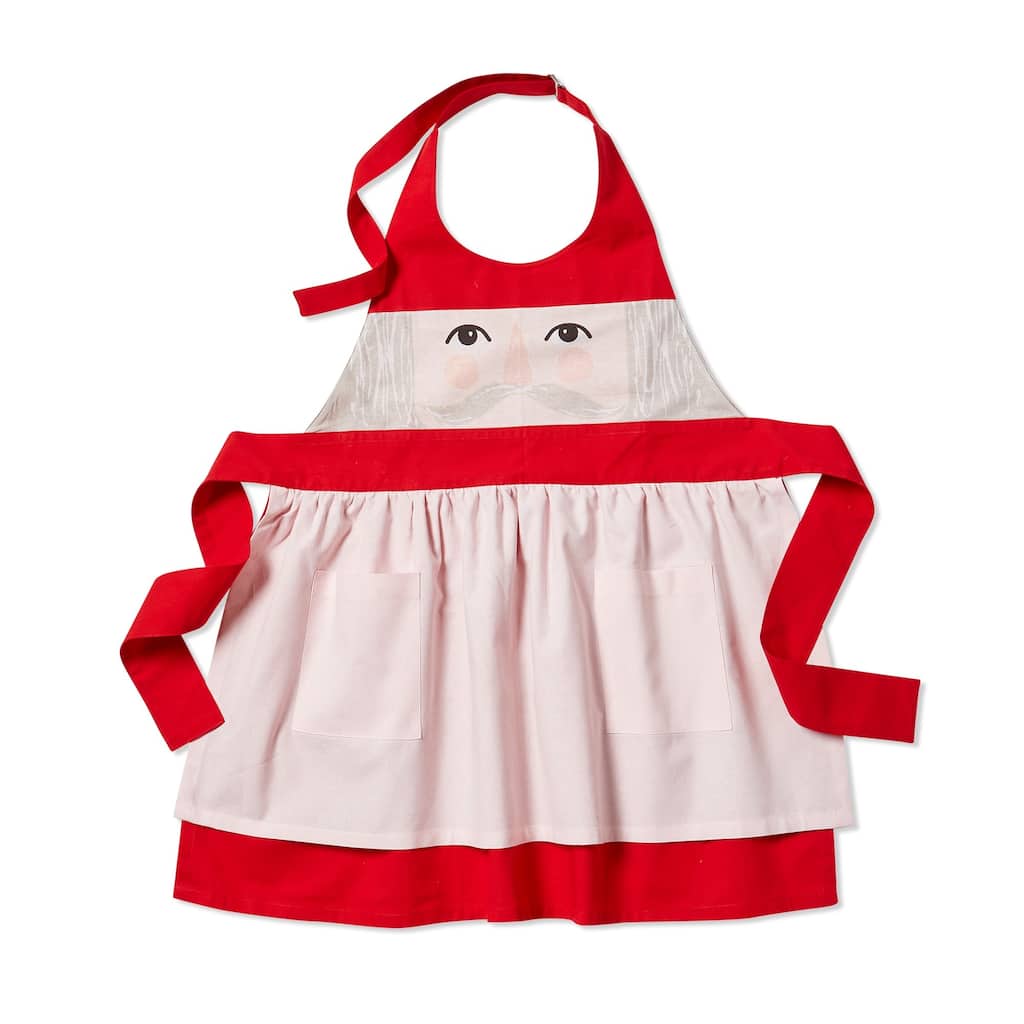 Nutcracker Girl Cotton Apron for Kids - Winter Kitchen Textiles, Machine Washable, 27.4" H x 19" W, Pink