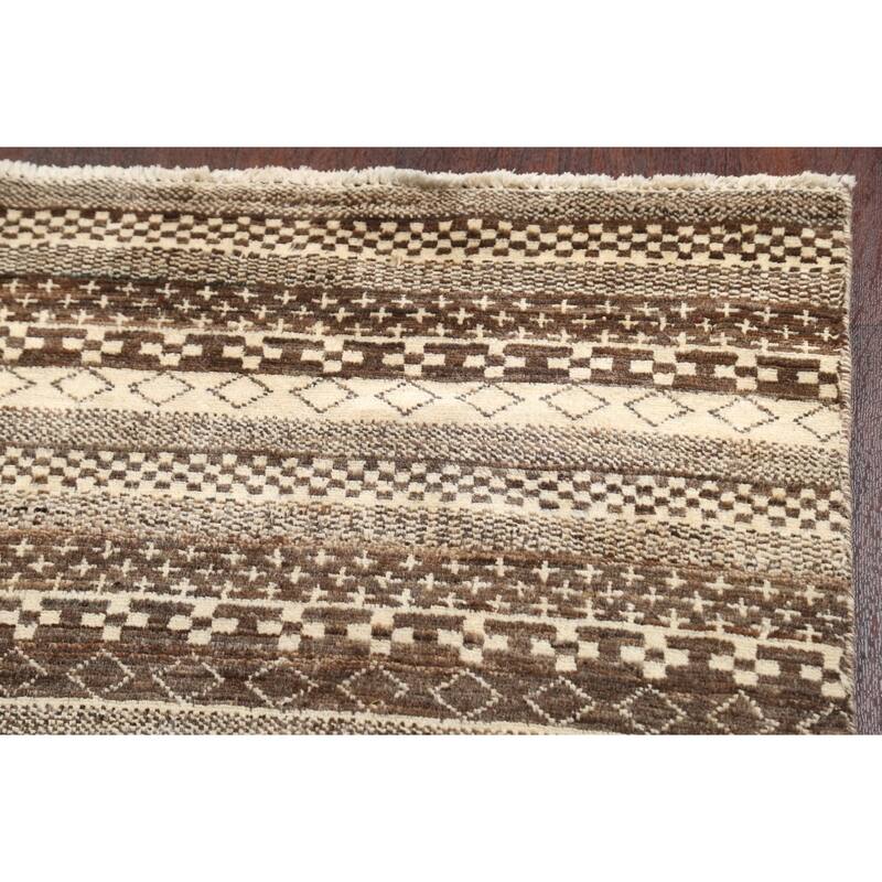 Tribal Geometric Gabbeh Kashkoli Oriental Wool Area Rug Hand-knotted - 3'2" x 5'1"