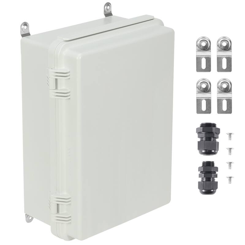 Outdoor Electrical Junction Box, ABS Plastic Electrical Enclosure Box with Hinged Cover Stainless Steel Latch - 11.81 x 7.87 x 7.08 in